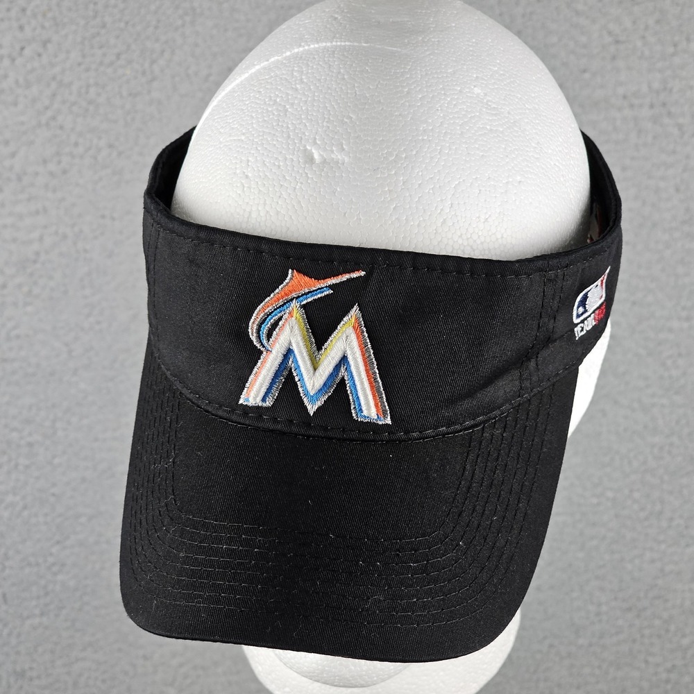 OC Sports Visor Mens OSFM Black Miami Marlins Retro MLB Baseball Strap Back